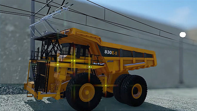 Visualization of a Komatsu electrically-assisted trolley truck