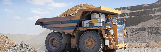 A heavy truck working in a strip mine