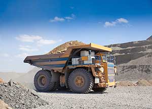 A heavy truck working in a strip mine