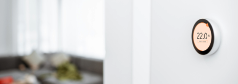 Smart thermostat on the wall