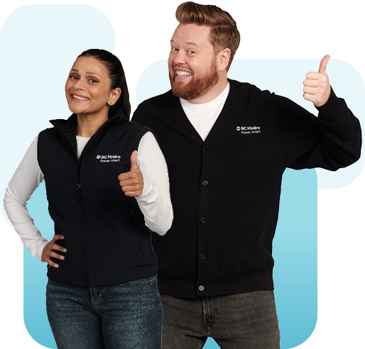 BC Hydro's Dave and Jaclyn giving the thumbs up 