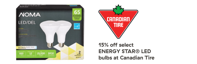 15% off select LED bulbs at Canadian Tire 15% off select LED bulbs at Canadian Tire