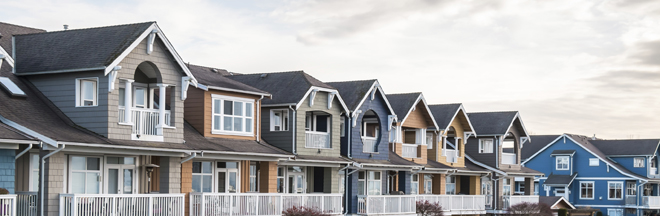 A row of a new houses in Richmond, British Columbia