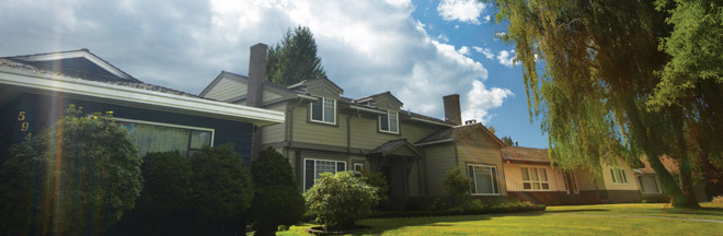 Residential houses under the sunny sky