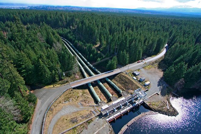 Aerial photo of John Hart generating station