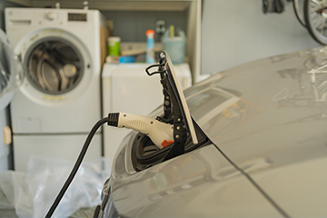 EV charging inside a home garage