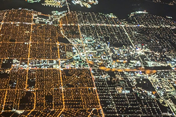 Aerial view of Boundary road and its surrounding areas at night