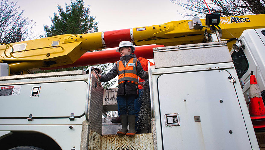 Meet Finley, 6, aspiring power line technician