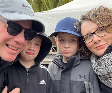 Selfie of a family of four