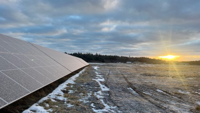 Sunrise on Haida Gwaii at the Solar North Project.