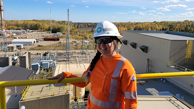 Megan Yang on a tour of Fort Nelson Generating Station.