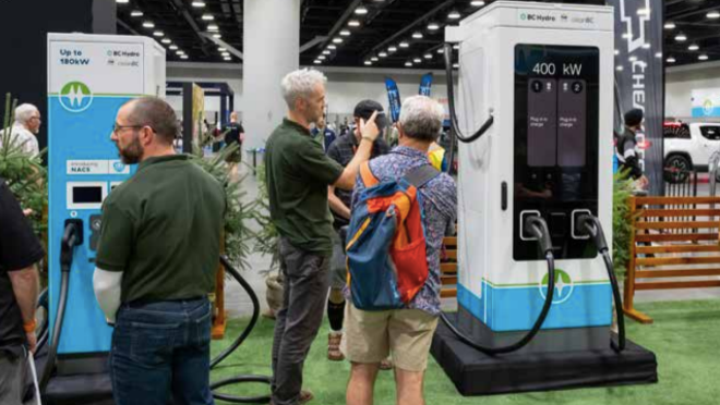EV chargers at the Everything Electric show.