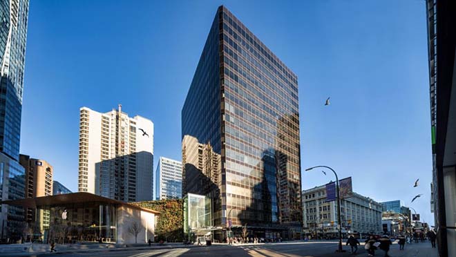 Building exterior of Cadillac Fairview in Pacific Centre