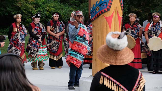 Squamish Elder Aaron Williams in a blessing ceremony