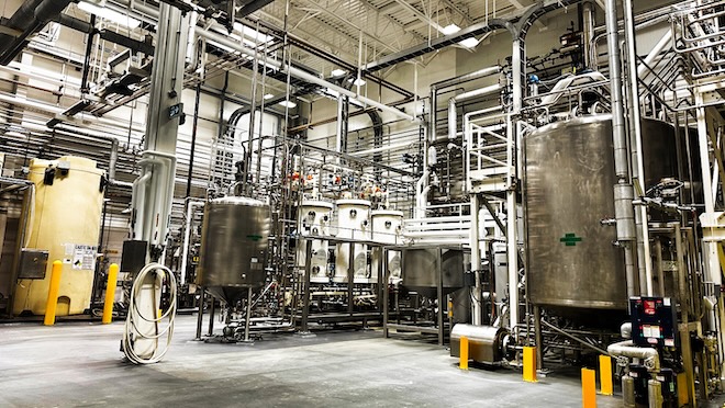 Vitalus Nutrition's dairy processing facility with equipment in Abbotsford