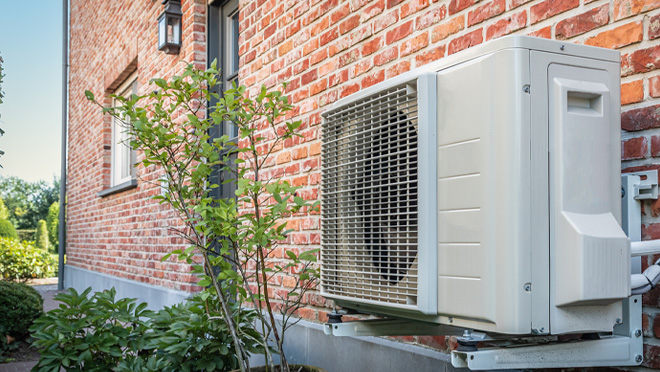 Heat pump outside a home
