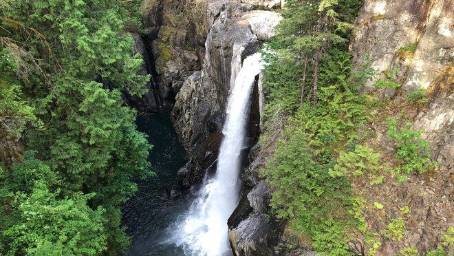 .A short family-friendly hike along Millennium Trail in Campbell River, gets you to Elk Falls. 
