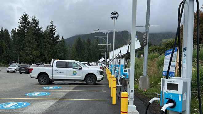 EV fast charging hub at Day Lot 3 at 4350 Blackcomb Way