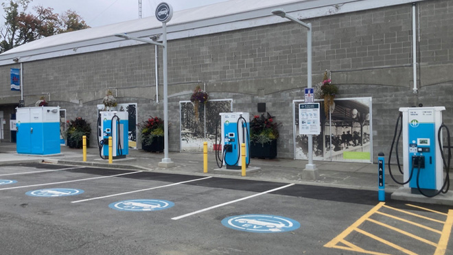 EV charging site at Archie Browning Sports Centre in Esquimalt, Victoria
