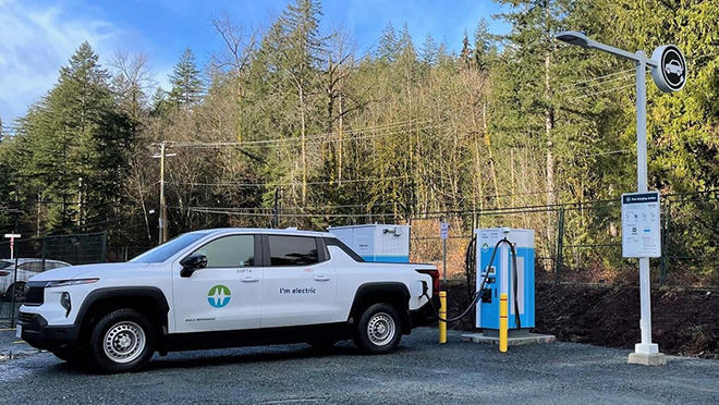 BC Hydro's public EV charging site located in Chehalis Band Store, Agassiz B.C.
