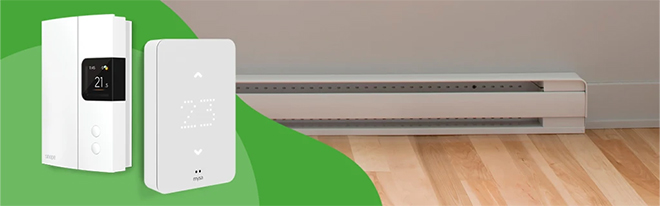 Sinopé & Mysa, two smart thermostats available through the free smart thermostat offer.