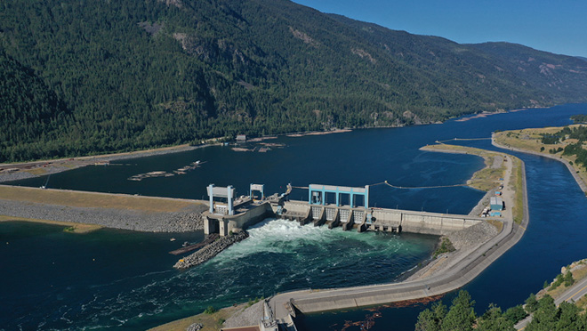 Hugh Keenleyside Dam aerial view