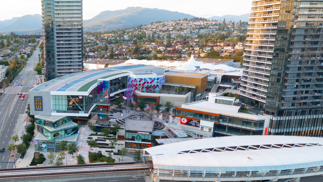 Aerial view of Brentwood Town Centre in Burnaby